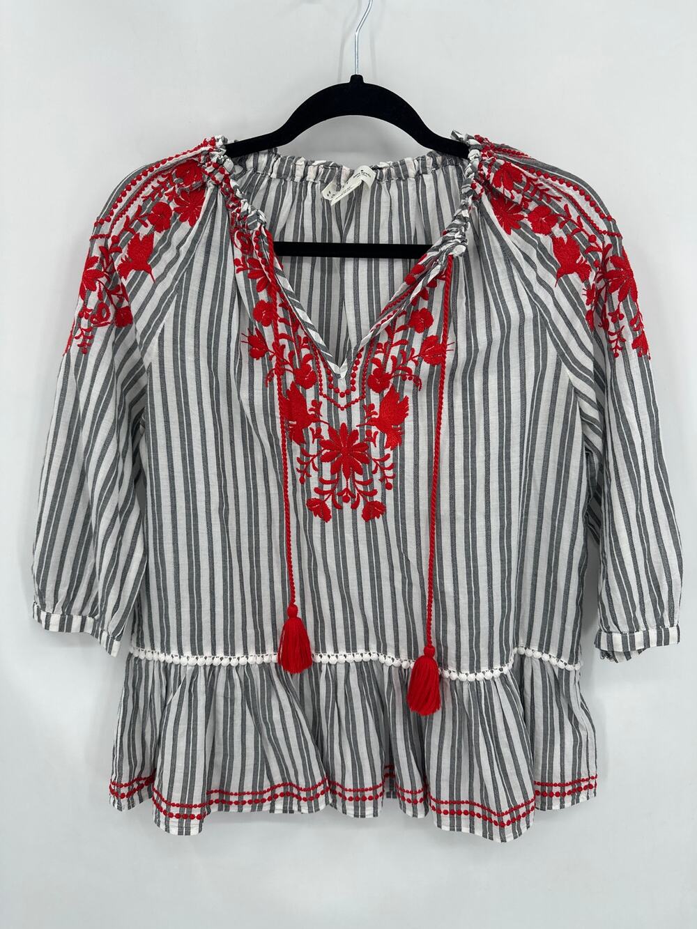 Kate Spade Broome Street Embroidered Peasant Top Size XS